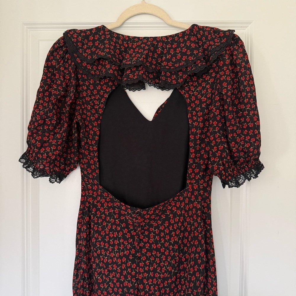 NWT Reformation Viral Women's Evra Lace Trim Open Back Maxi Dress Size 2 - Picture 12 of 14